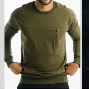 Zyia Active men’s olive green vertical zipper crewneck sweatshirt in olive 2XL